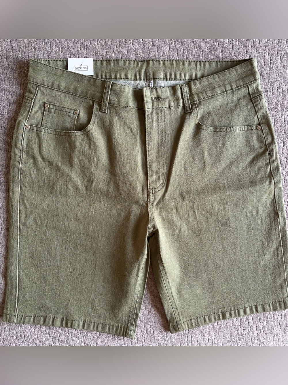 Men's Olive Green Casual Jean Shorts